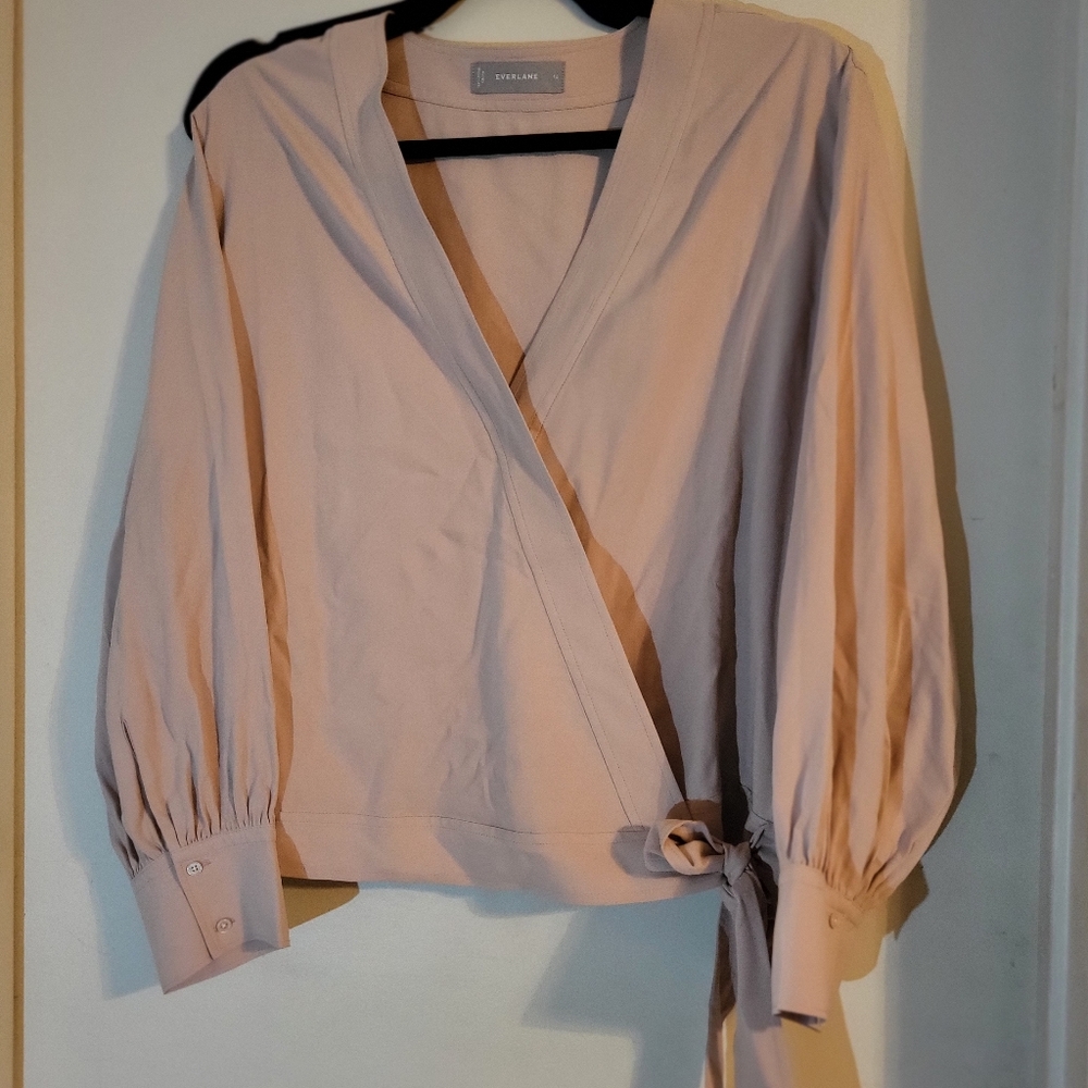 Everlane the Washable Silk Wrap Top Size 16